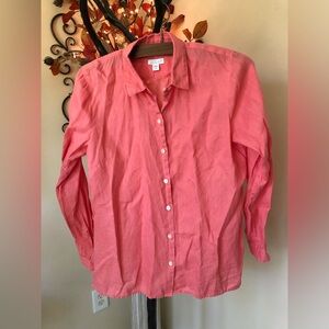 J. Jill XSP Love Linen Essential Shirt Pink